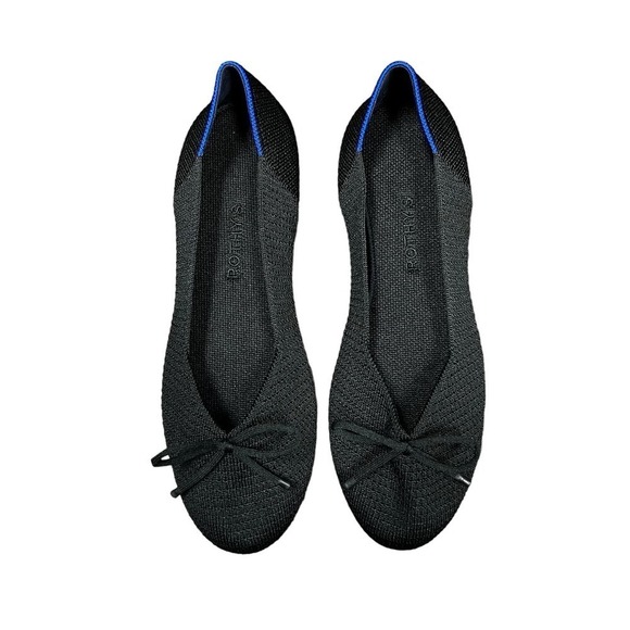 Rothy's The Ballet Flat Noir Mesh Bow Women’s Size 10.5 - Picture 2 of 7